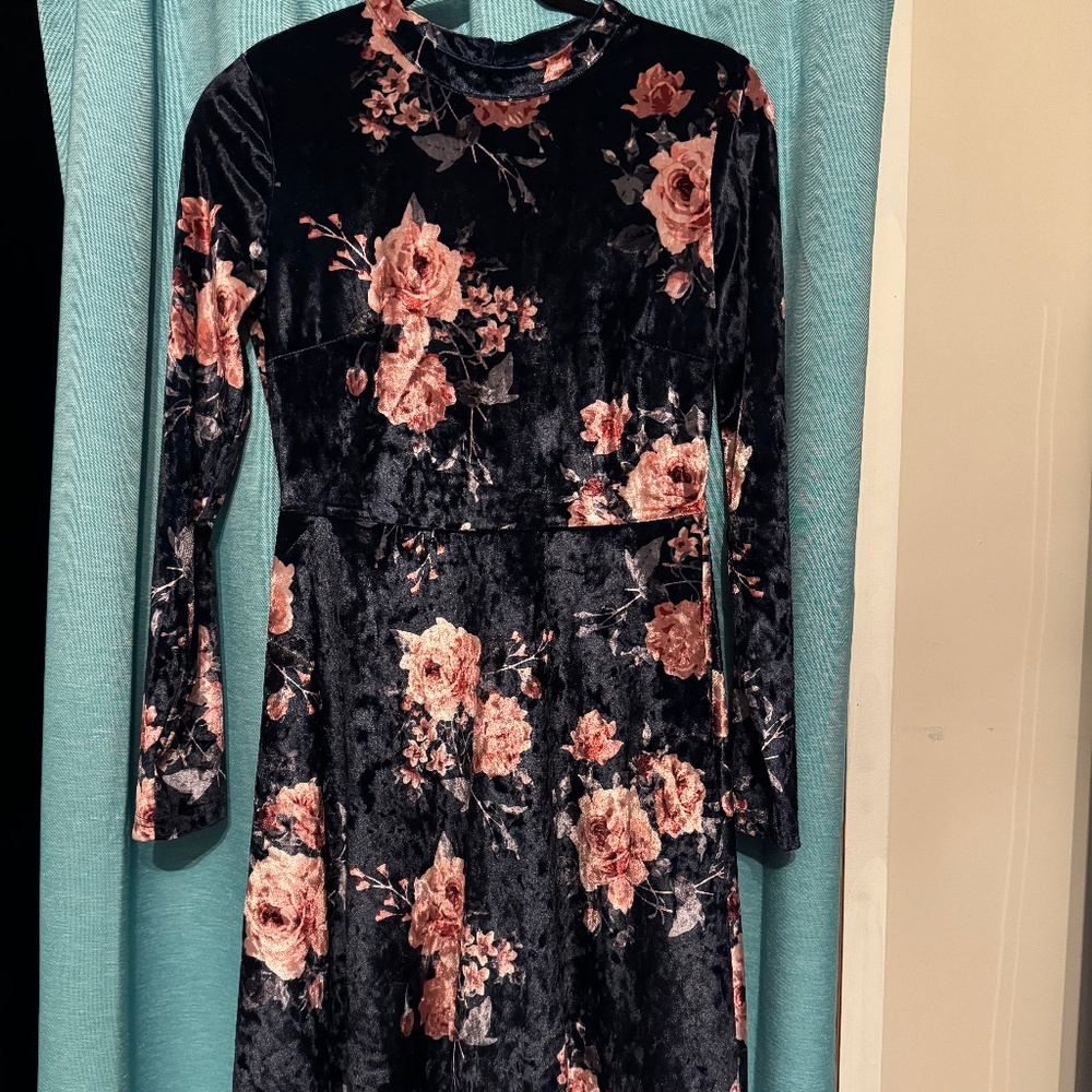 Altar'd State Navy Blue and Pink Floral Size Small Dress